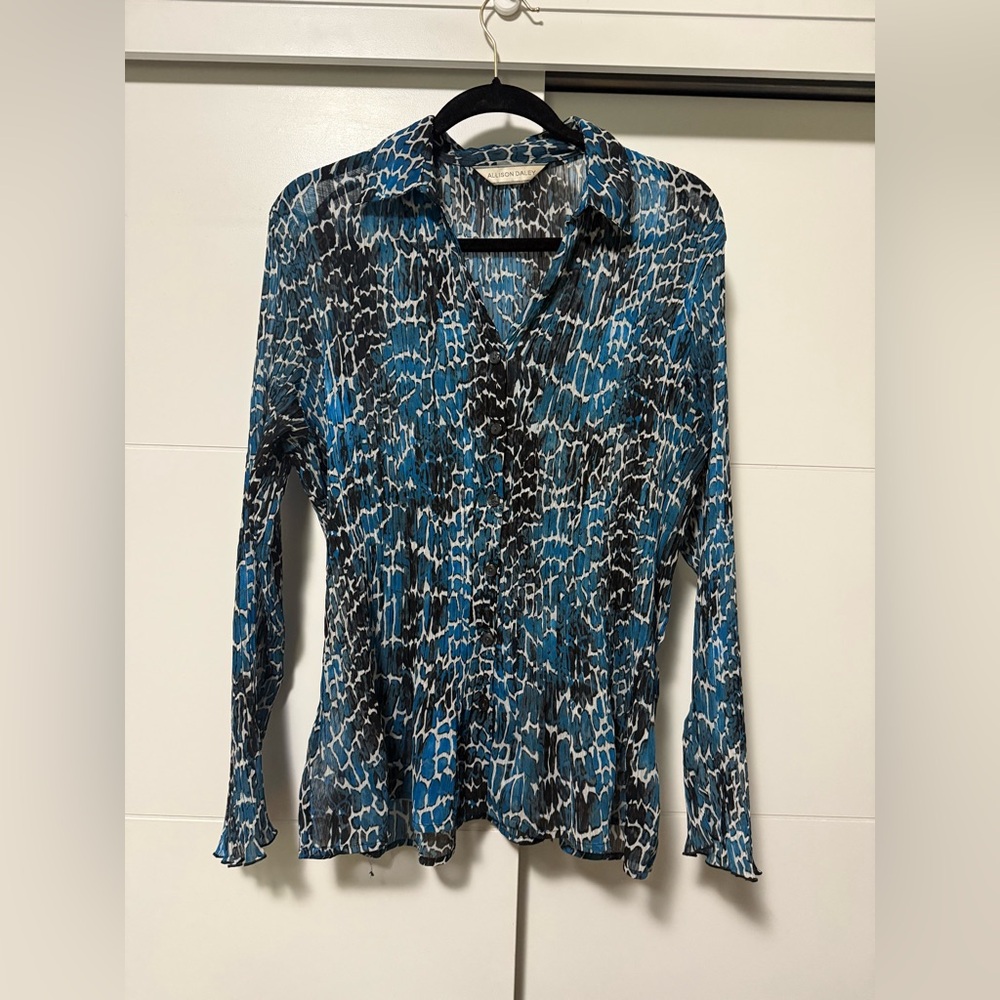 Allison Daley Blue and Black Button Down Shirt